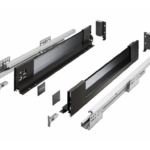 Guide per cassetti Axispro Soft close estrazione totale con Spondina Nero+Vetro A mm.84 varie lunghezze  GTV